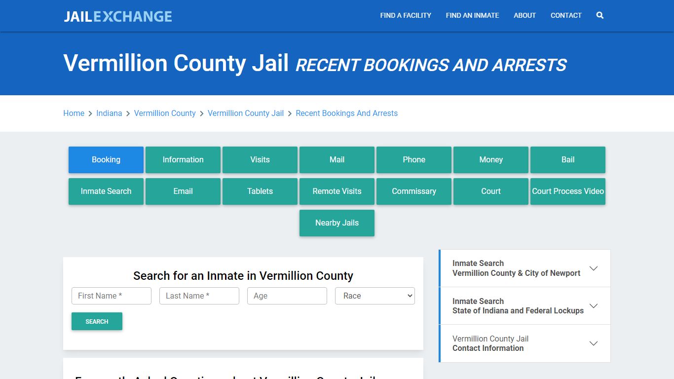 Vermillion County Jail Recent Bookings And Arrests